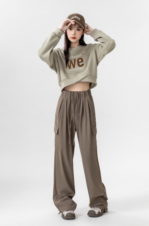 Irregular Round Neck Letter Print Sweatshirt - Image 8