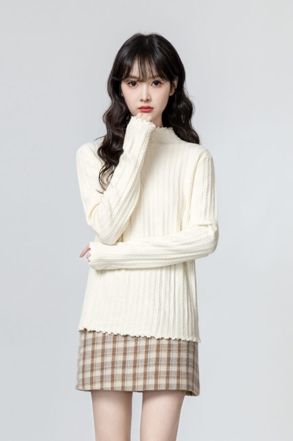 Mock Neck Ruffled Long Sleeve Top - Image 2