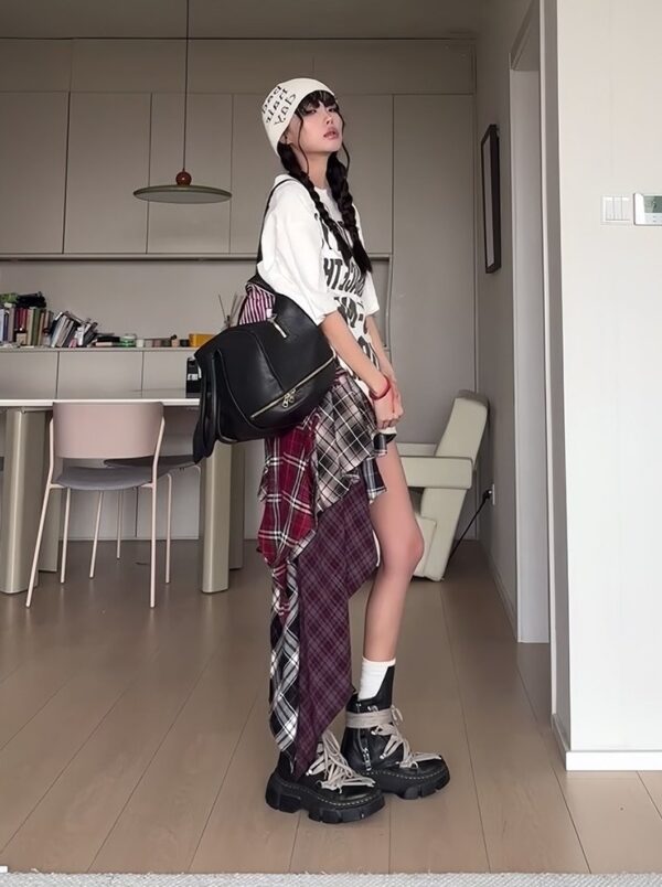 Multicolored Layered Plaid Skirt | Ahyeon - BabyMonster - Image 5