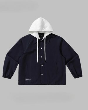 Navy Blue Detachable Hooded Jacket | Leeseo - IVE