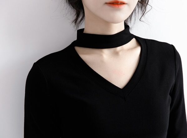 New Black Vneck Long Sleeve Top - Image 8