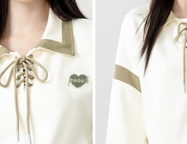 New Spring Beige Tie Polo Sweatshirt - Image 13