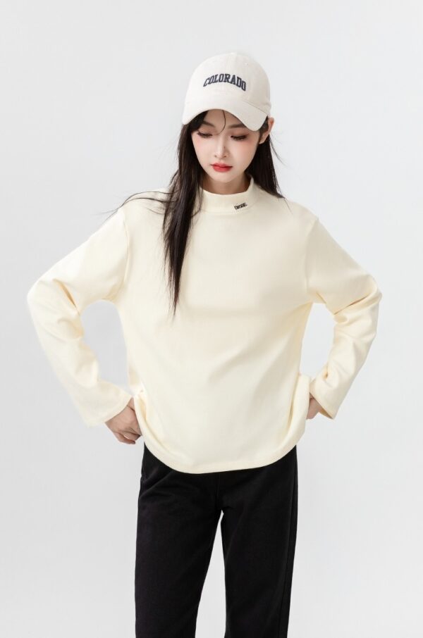 New Spring Fall High Neck Cotton Top - Image 2