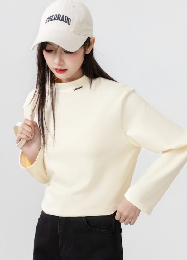 New Spring Fall High Neck Cotton Top - Image 5