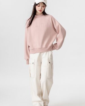 Pink Fleece Lined High Neck Sweatshirt