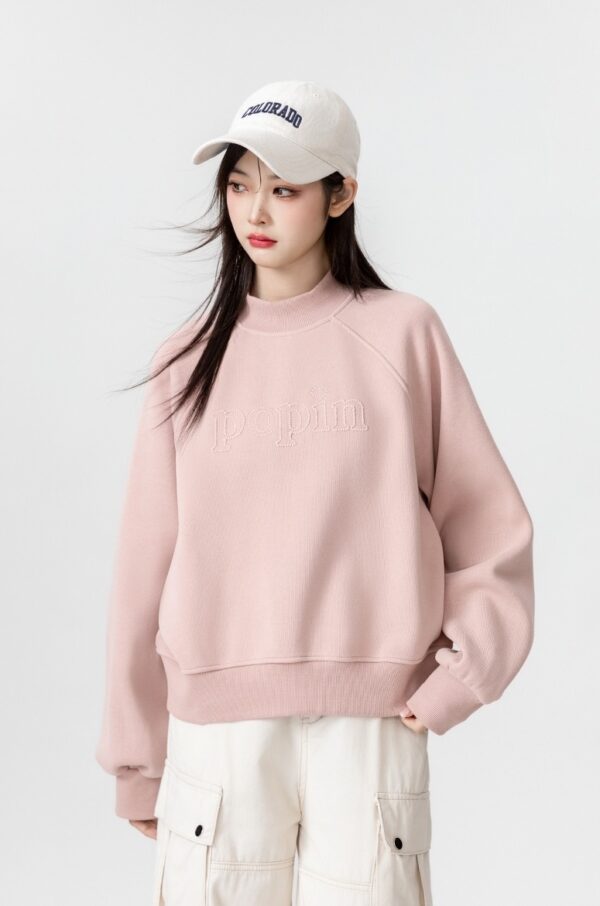 Pink Fleece Lined High Neck Sweatshirt - Image 11