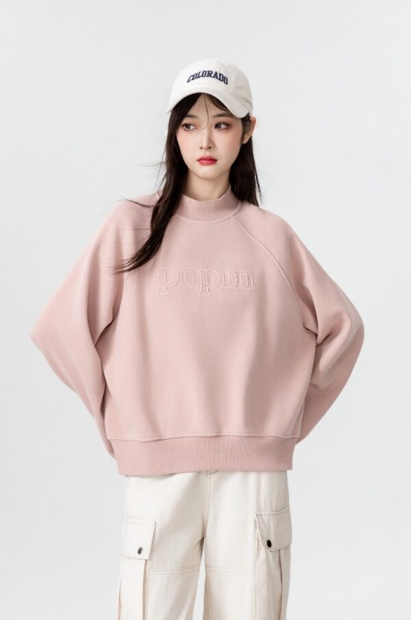 Pink Fleece Lined High Neck Sweatshirt - Image 12