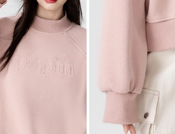 Pink Fleece Lined High Neck Sweatshirt - Image 10