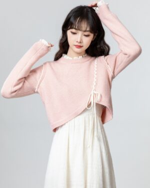 Pink Tieknit Sweater Top