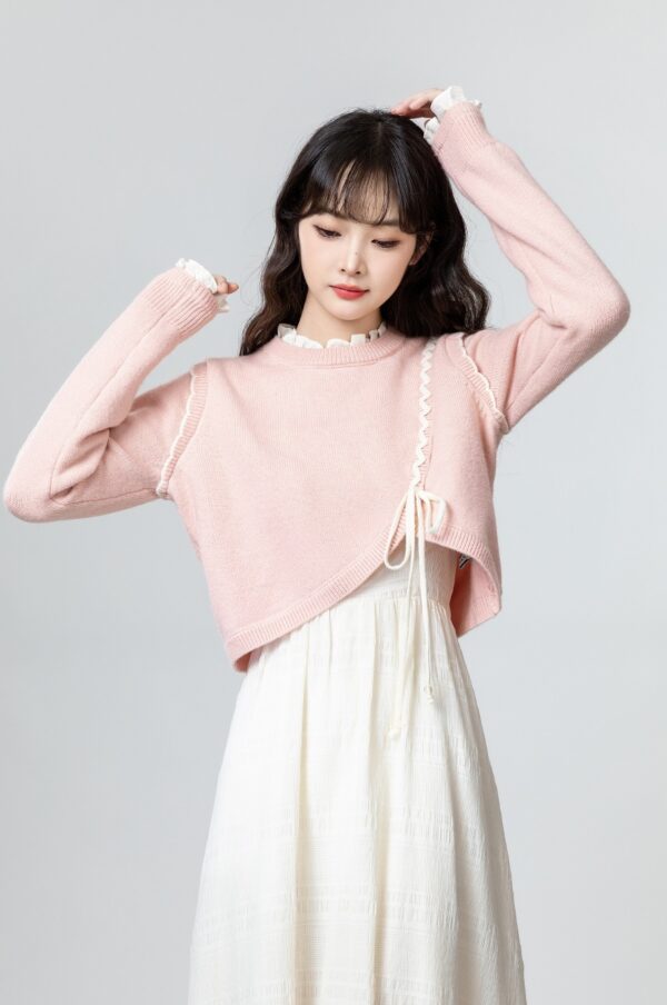 Pink Tieknit Sweater Top