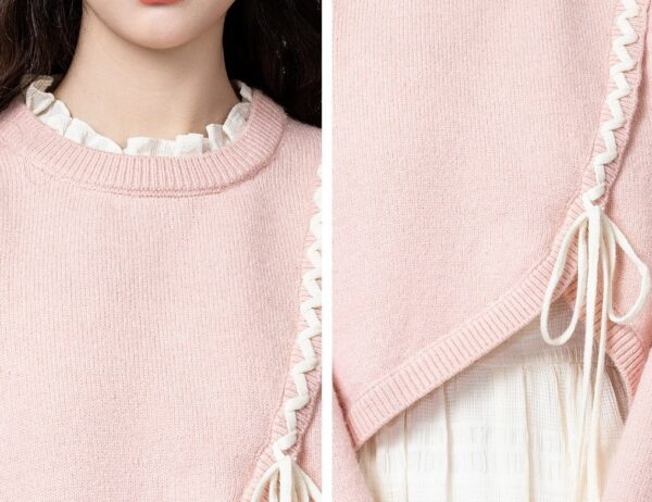 Pink Tieknit Sweater Top - Image 8