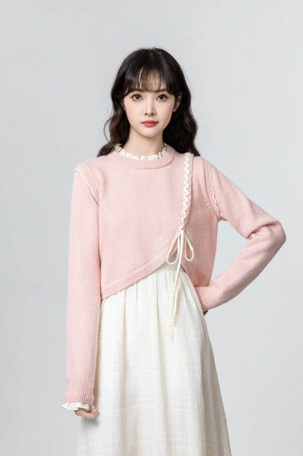 Pink Tieknit Sweater Top - Image 2