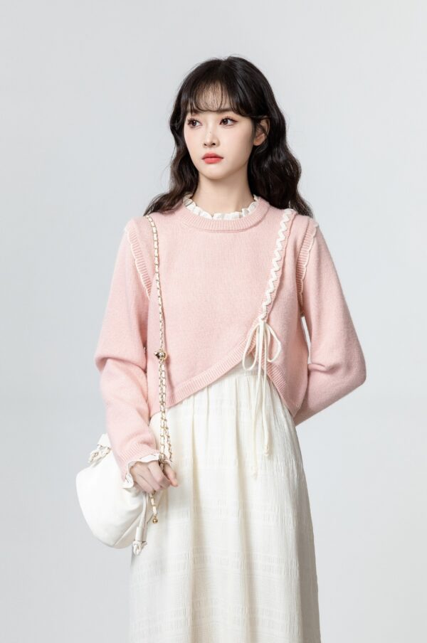 Pink Tieknit Sweater Top - Image 6