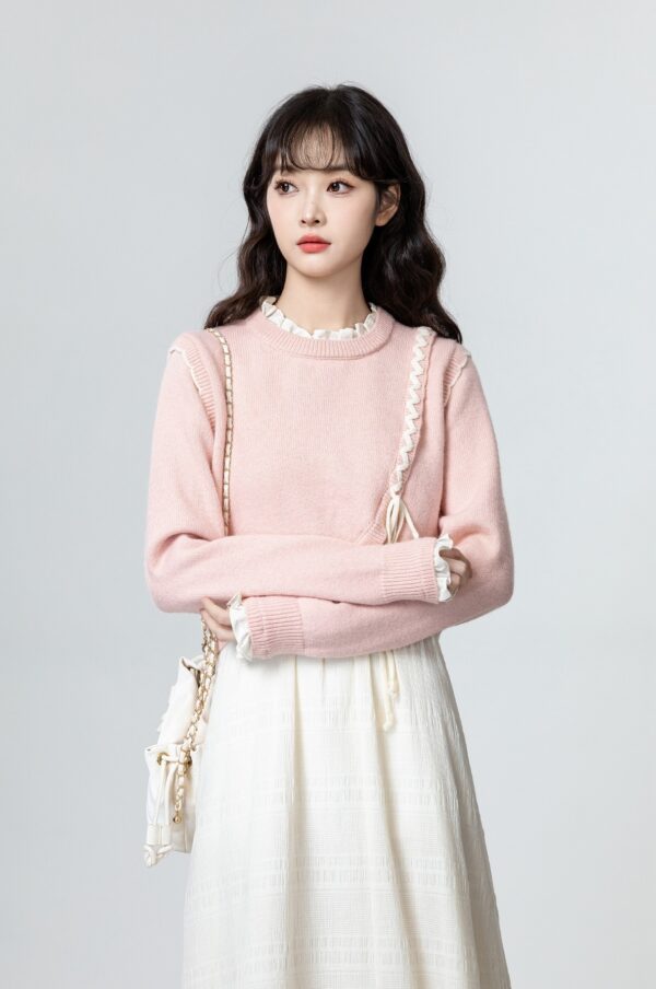 Pink Tieknit Sweater Top - Image 7