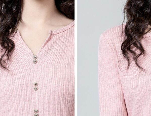 Pink Vneck Knitted Top - Image 2