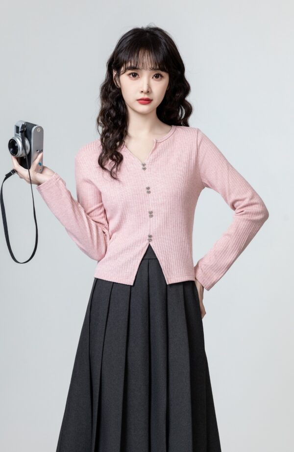 Pink Vneck Knitted Top - Image 3