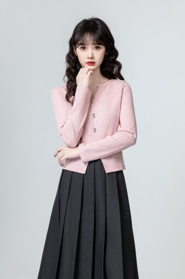 Pink Vneck Knitted Top - Image 4