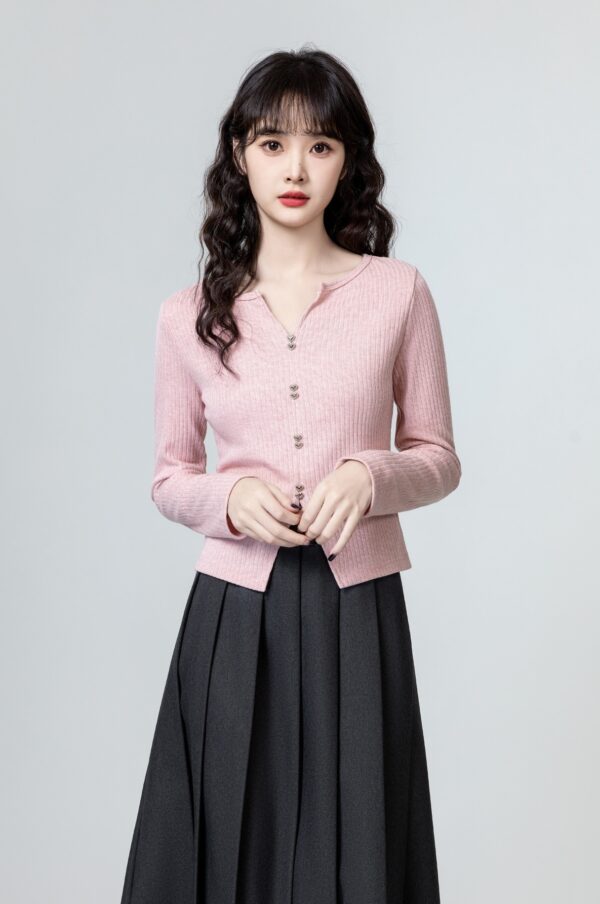 Pink Vneck Knitted Top - Image 6