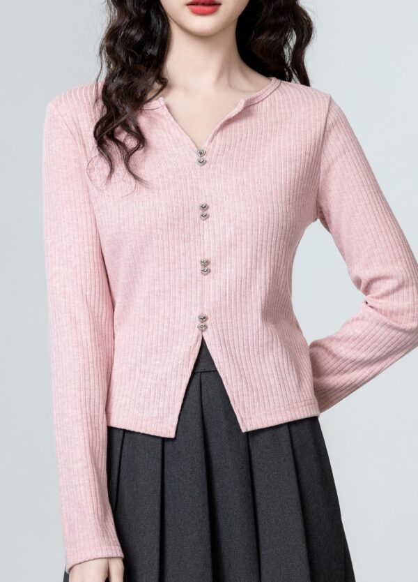 Pink Vneck Knitted Top - Image 8