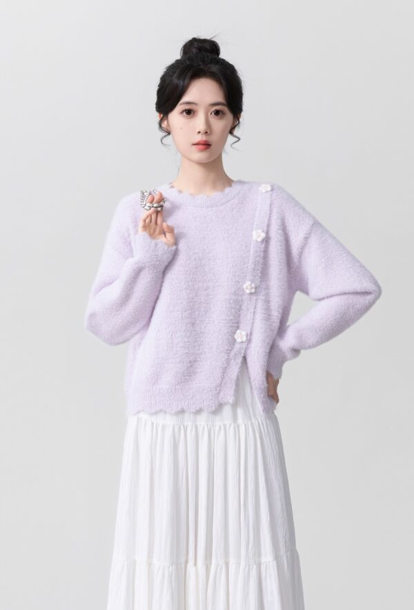 Purple Mohair Knit Sweater Top