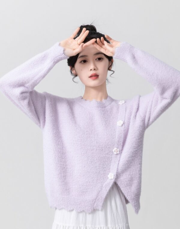 Purple Mohair Knit Sweater Top - Image 2