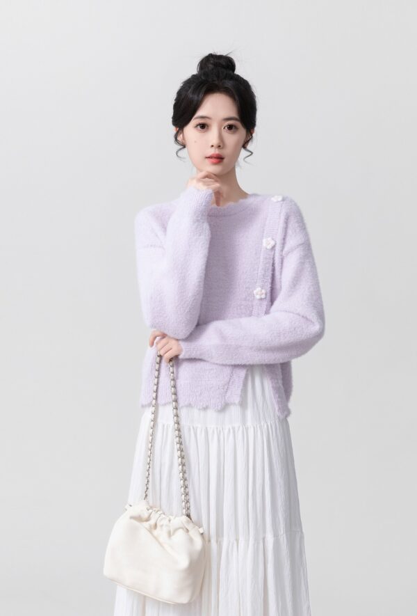 Purple Mohair Knit Sweater Top - Image 3