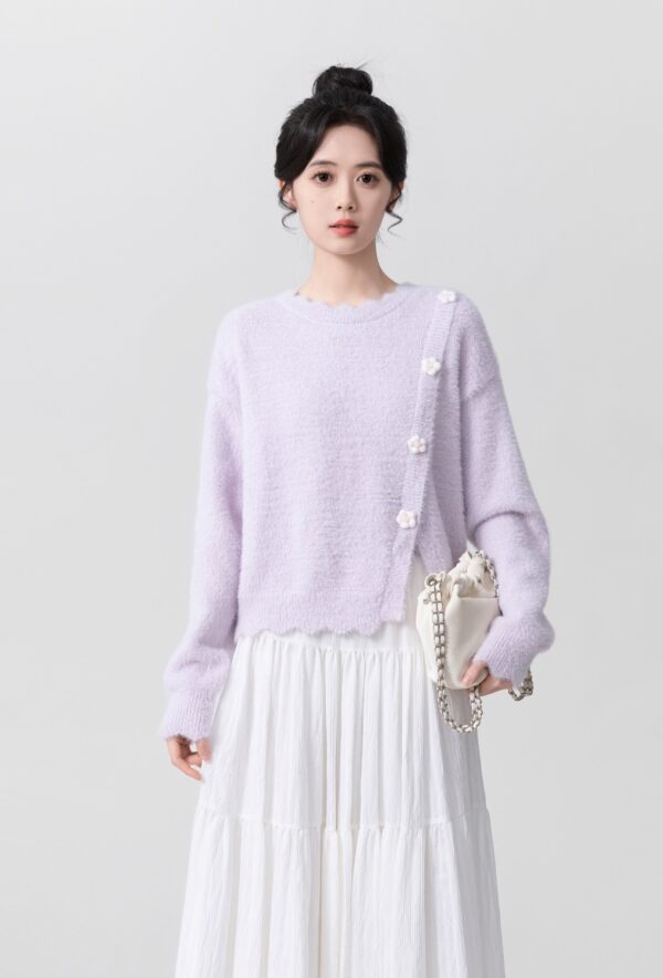 Purple Mohair Knit Sweater Top - Image 4