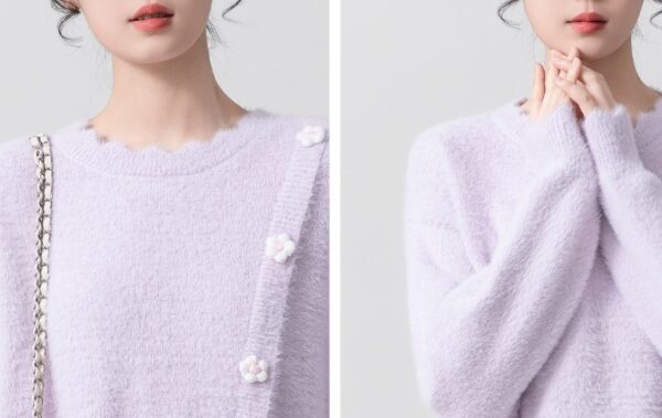 Purple Mohair Knit Sweater Top - Image 5