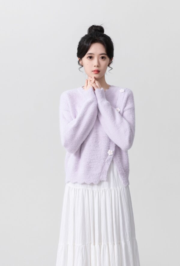 Purple Mohair Knit Sweater Top - Image 6