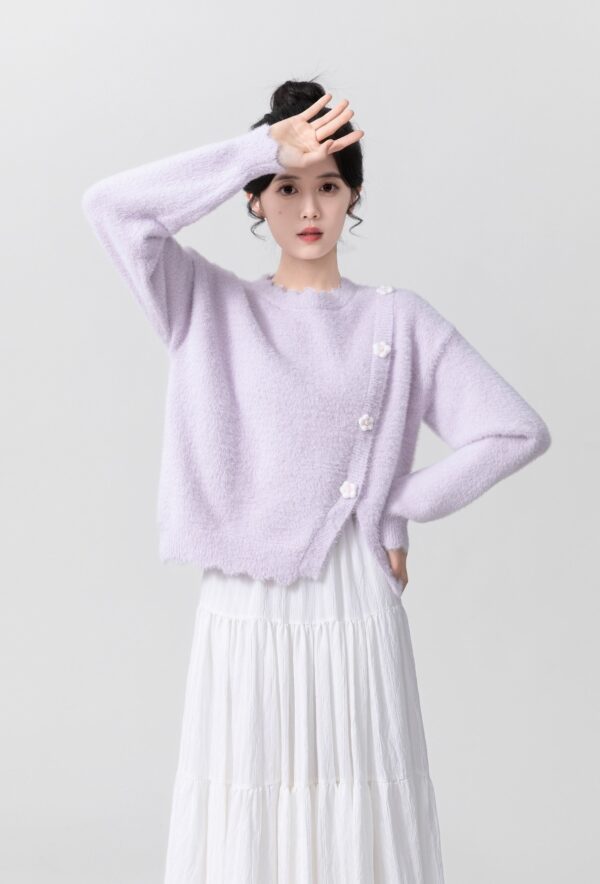 Purple Mohair Knit Sweater Top - Image 8