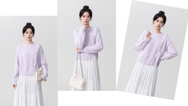 Purple Mohair Knit Sweater Top - Image 9