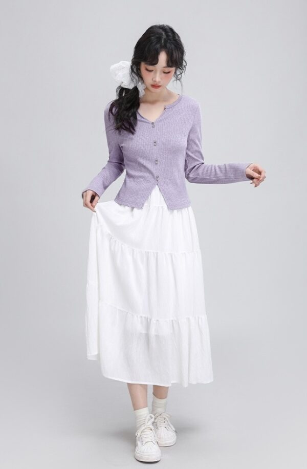 Purple Vneck Slim Knit Top - Image 5