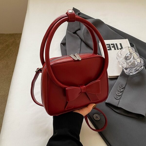 Red Bowknot Accent Small Hand Bag | Lisa - BlackPink - Image 8