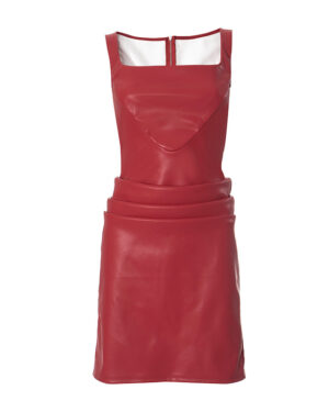 Red Corset Style Faux Leather Dress | Jennie - BlackPink