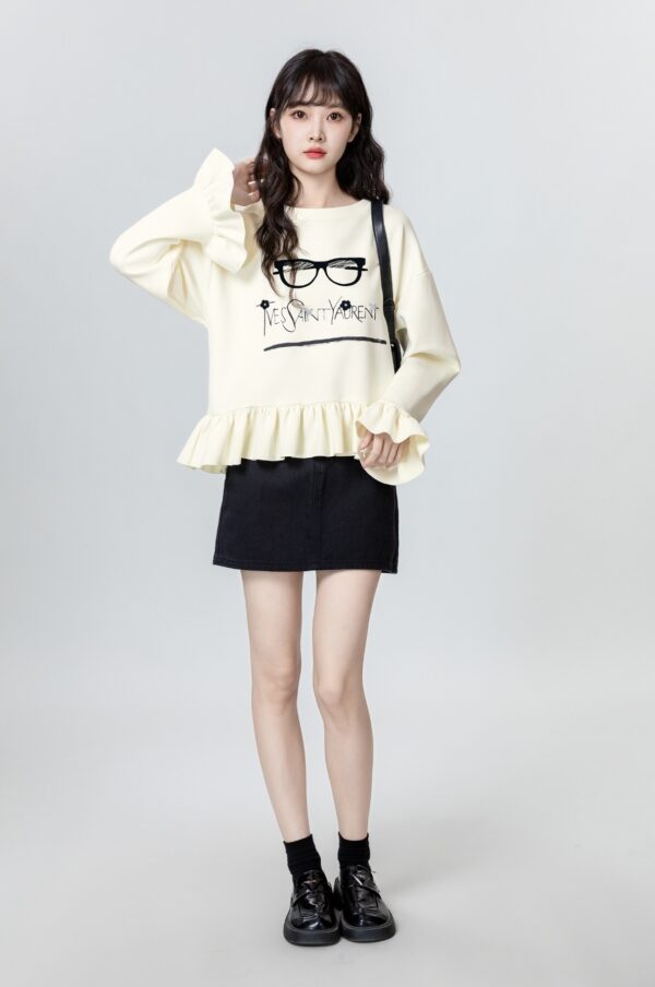 Ruffled Bell Sleeve Sweatshirt - Image 3