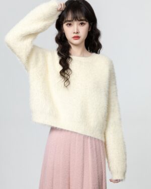 Short Loose Mohair Knit Sweater