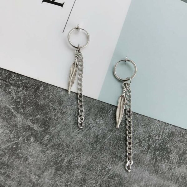 Silver Dangling Leaves Hoop Earrings | Jungwon - Enhypen