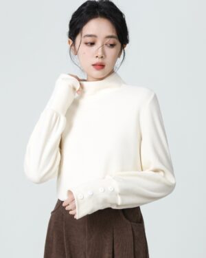 Soft Fleece Turtleneck Long Sleeve Top