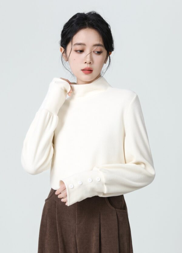 Soft Fleece Turtleneck Long Sleeve Top