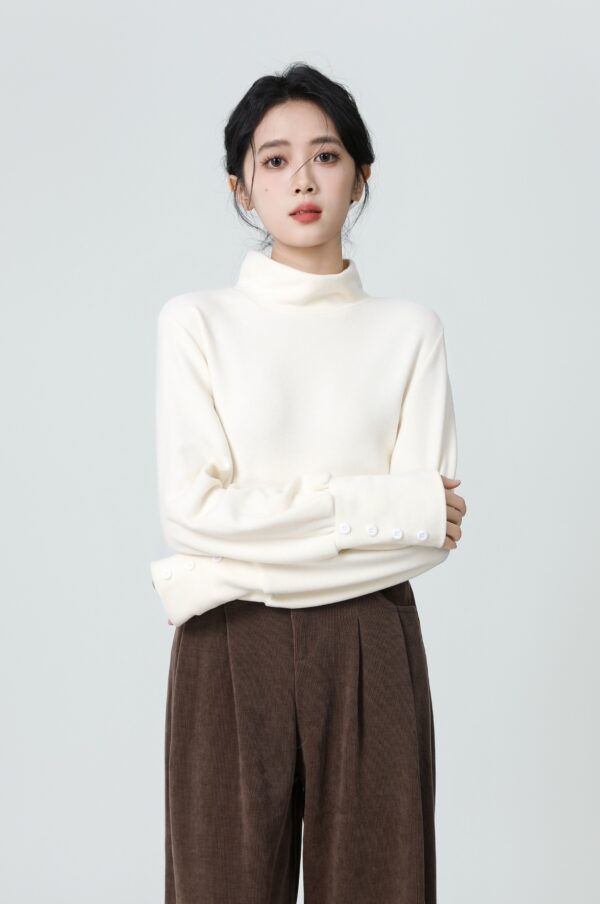 Soft Fleece Turtleneck Long Sleeve Top - Image 2