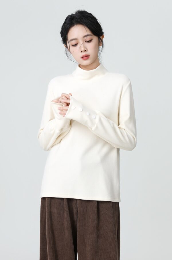 Soft Fleece Turtleneck Long Sleeve Top - Image 3