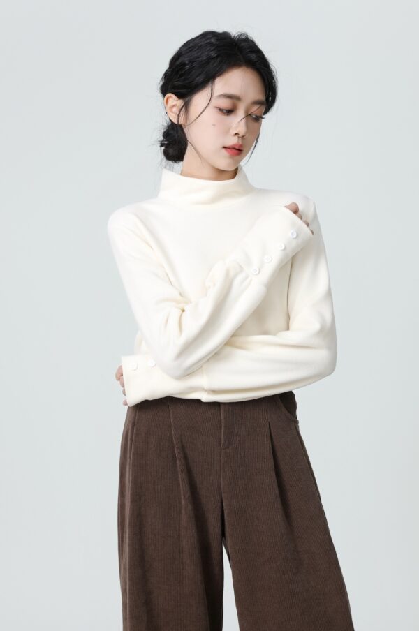 Soft Fleece Turtleneck Long Sleeve Top - Image 5