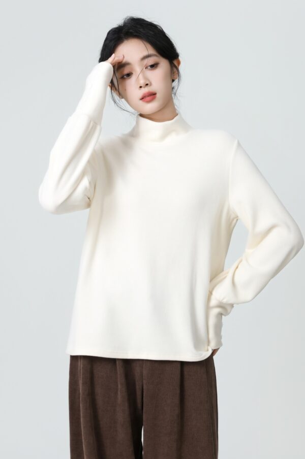 Soft Fleece Turtleneck Long Sleeve Top - Image 10