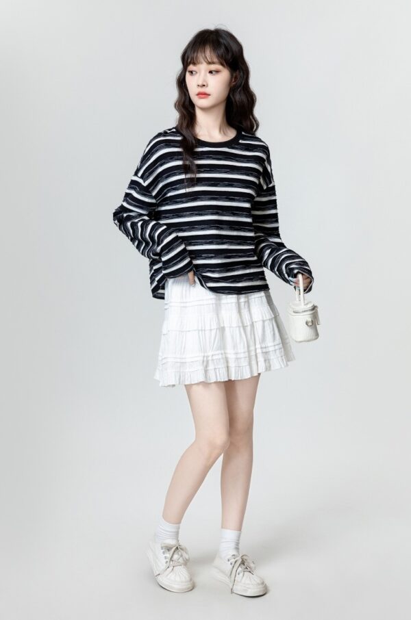 Striped Bow Long Sleeve Top - Image 3