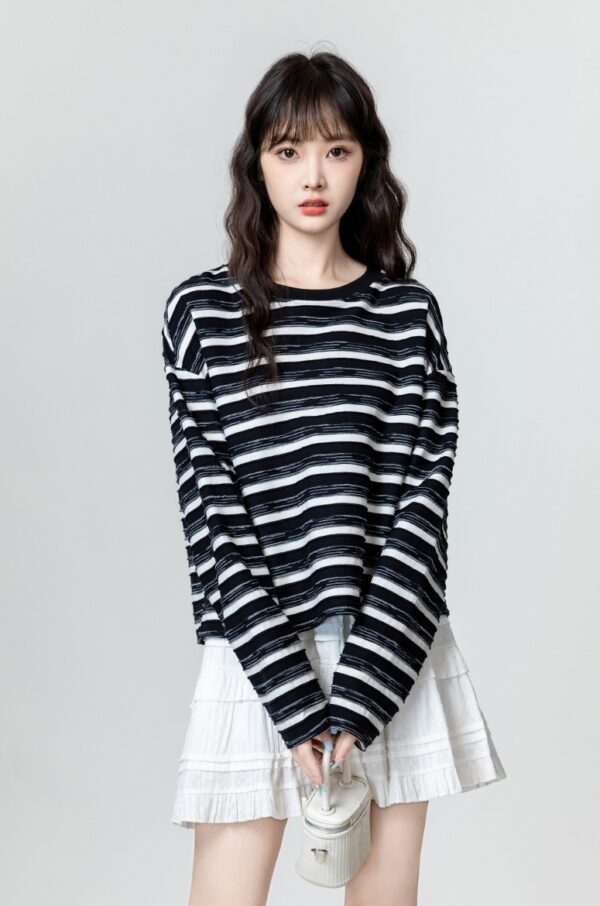 Striped Bow Long Sleeve Top - Image 5