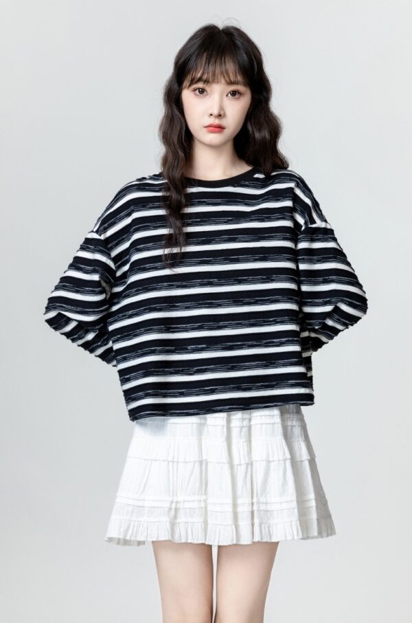 Striped Bow Long Sleeve Top - Image 7