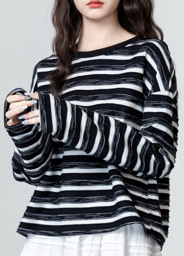 Striped Bow Long Sleeve Top - Image 9