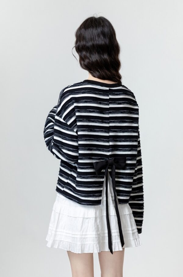 Striped Bow Long Sleeve Top - Image 10