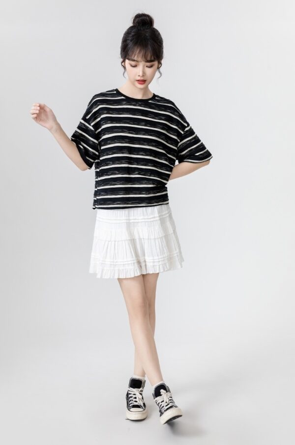 Striped Bow Short Sleeve Top - Image 11