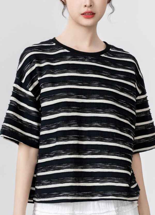 Striped Bow Short Sleeve Top - Image 7